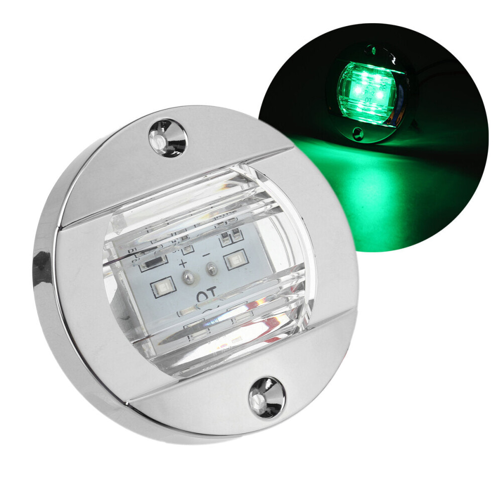 (Green) 12V 6LED Marine Boat Yacht Stern Navigation Round Light Chrome Transom Mount