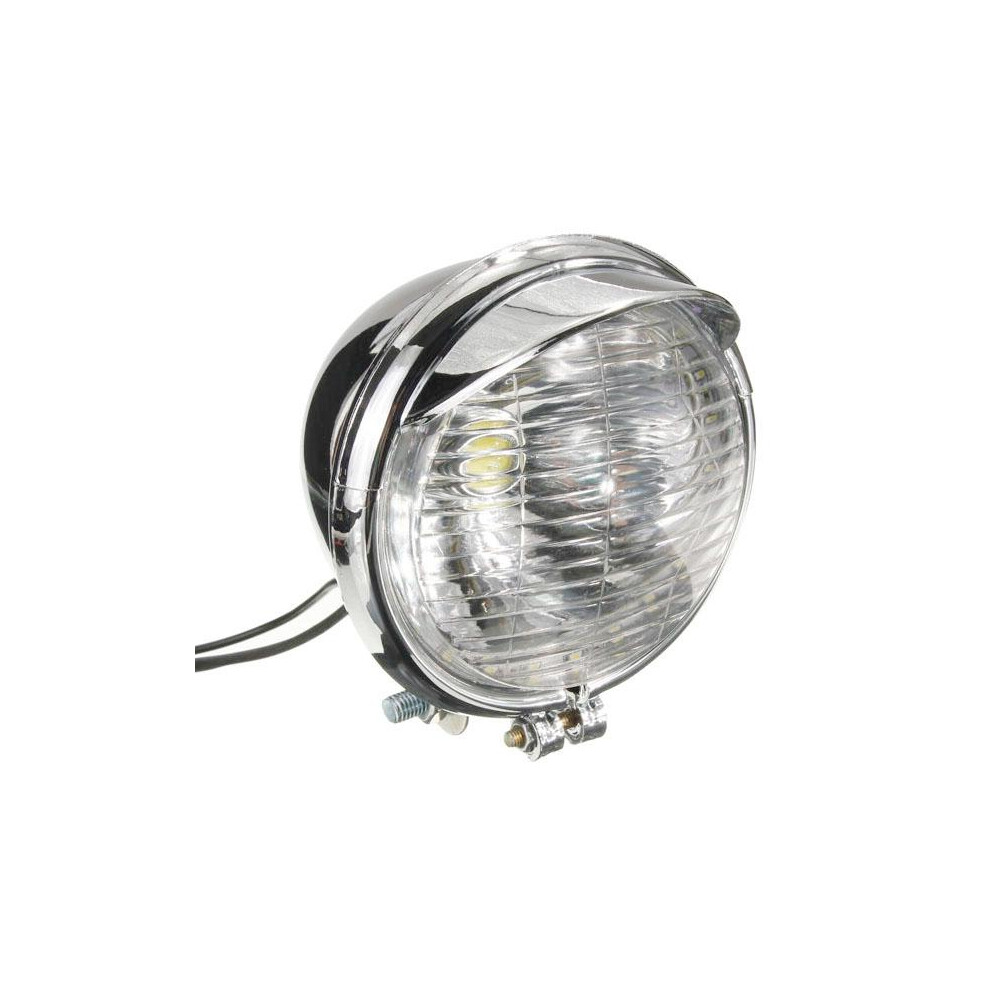 12V Universal Motorcycle 25 Leds Headlight Headlamp Chrome Case 3592643652724