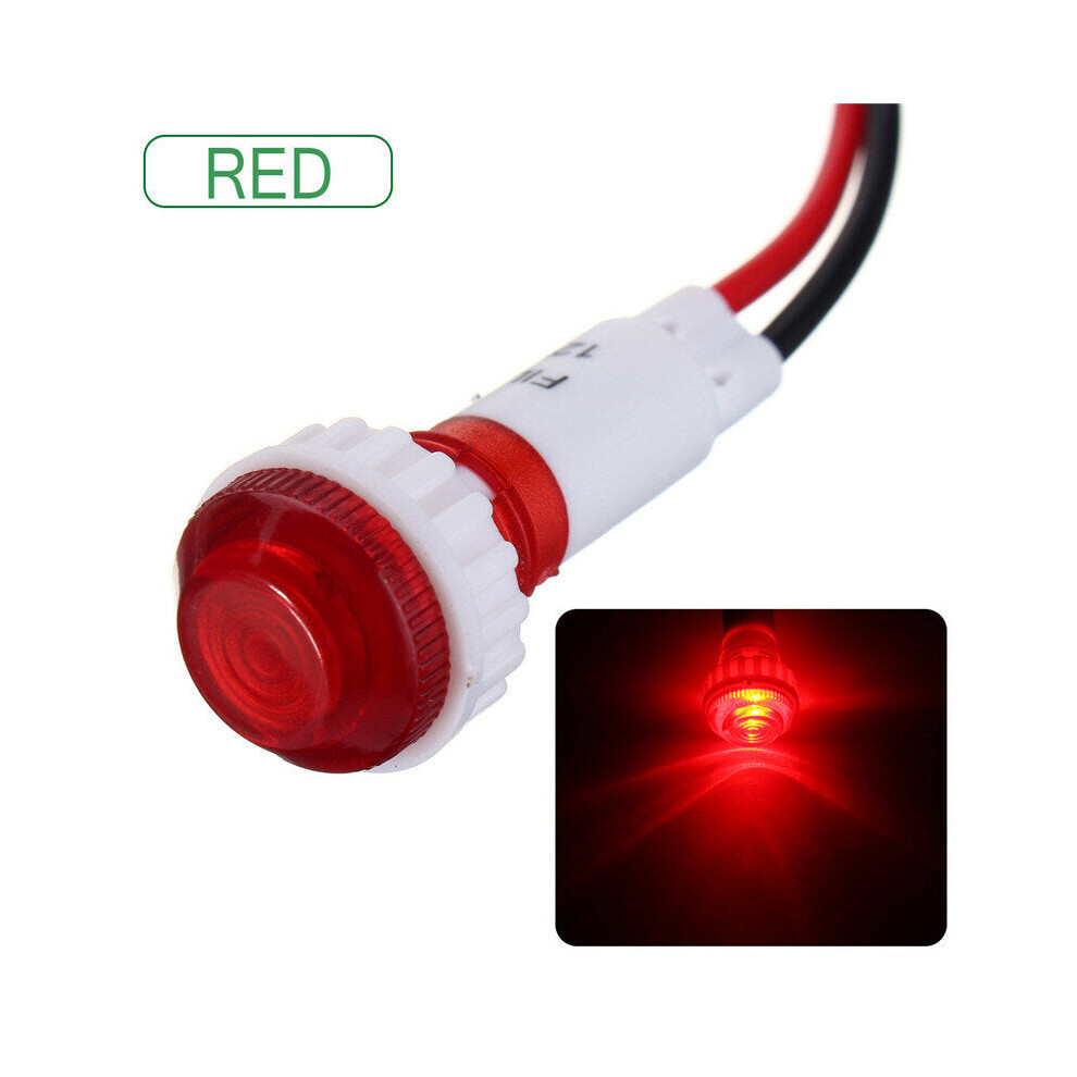 (Red) 12V 10mm LED Dash Dashboard Panel Indicator Warning Signal Light Lamp