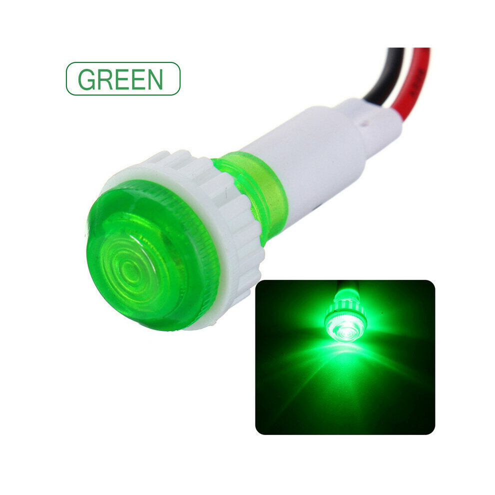 (Green) 12V 10mm LED Dash Dashboard Panel Indicator Warning Signal Light Lamp