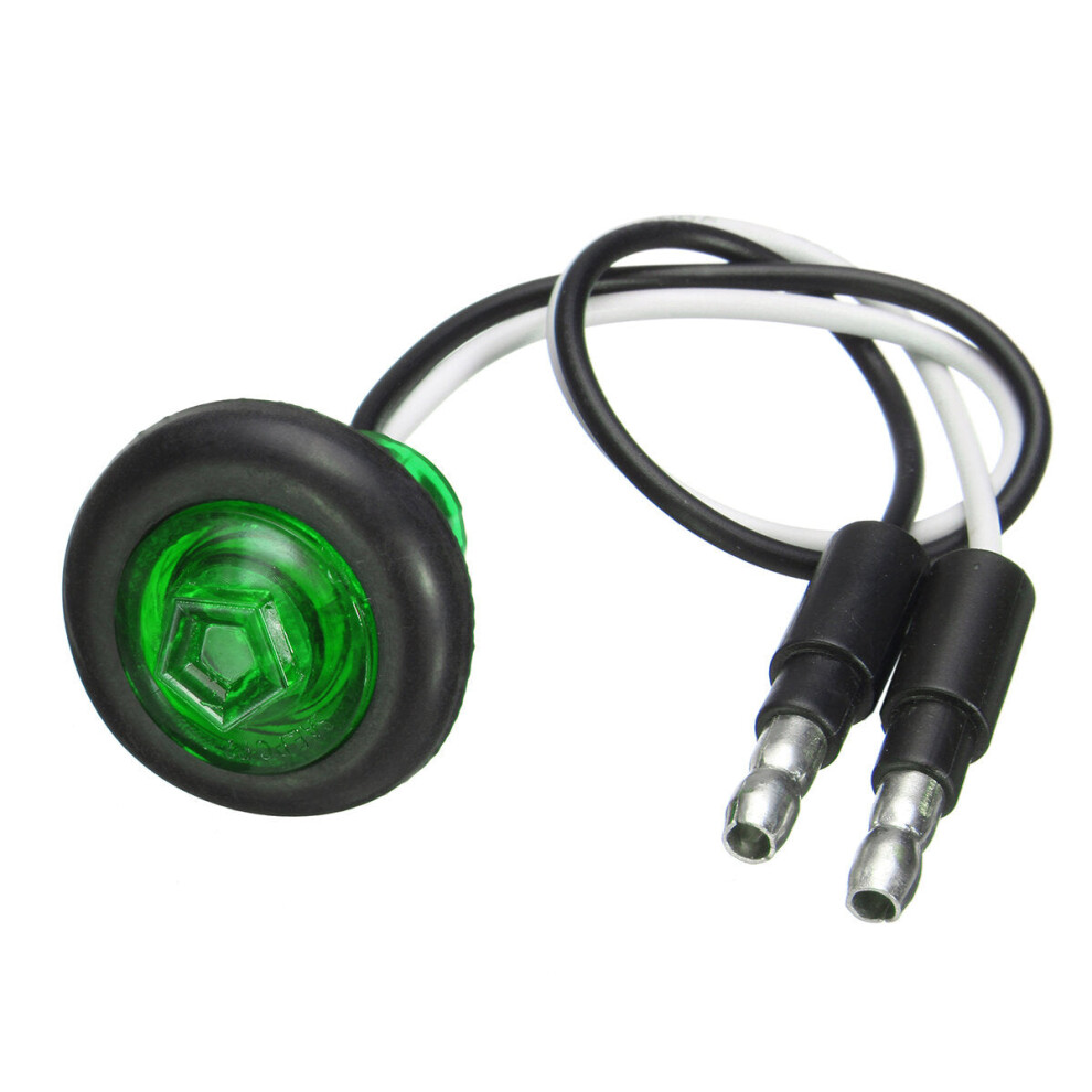 (Green) 12/24V 3/4inch Boat Pickup Truck Trailer LED Clearance Side Marker Indicator Light Lamp