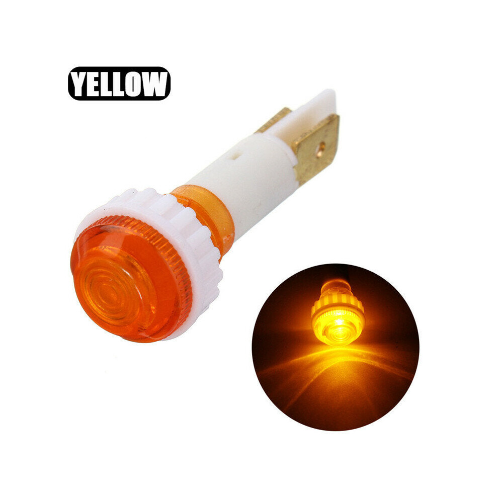 (Yellow) 12V 10mm LED Pilot Dash Dashboard Panel Indicator Warning Light Lamp 5 Color