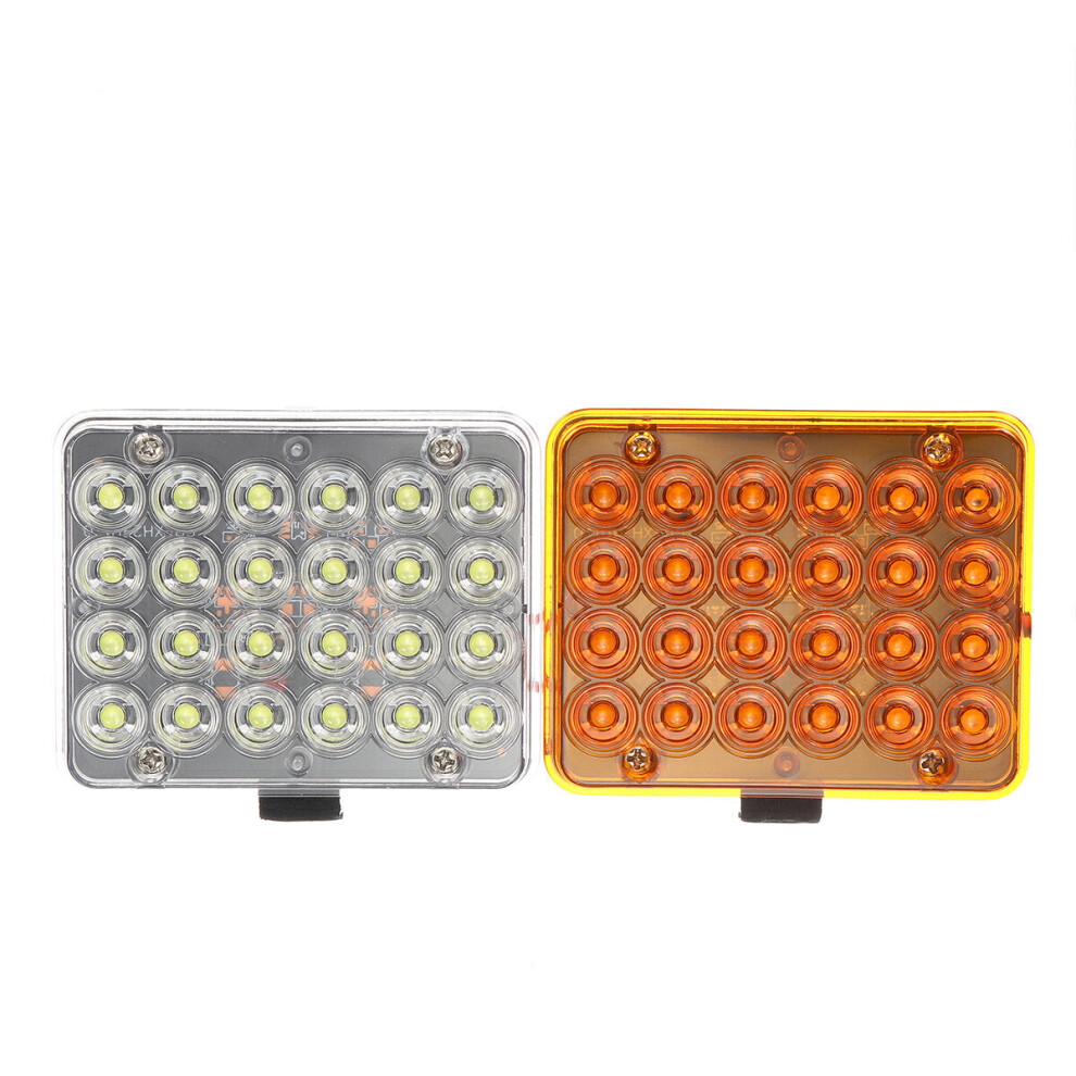 (Yellow + White) 12V LED Recovery Light Bar Car Amber Emergency Flashing Strobe Beacon Truck Lamp