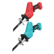 (Red+2 Batteries) 21V Coedless Handheld Electric Reciprocating Saw Variable Speed Electric Saw with 4xSaw Blades Tools