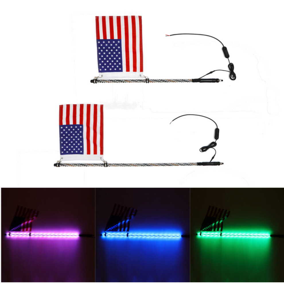 (4Ft) 4/5Ft Lighted Led Car Whip Lights 5050Rgb Flagpole Lamp W/Flag + Remote For Jeep Atv Utv 3592643652120