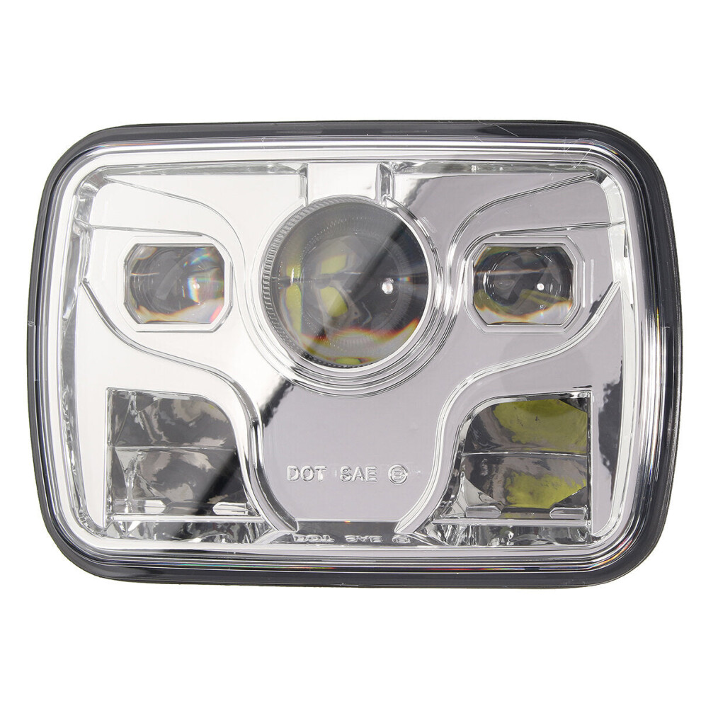 (Silver) 7x6inch LED DRL 32W HID Bulbs High/Low Beam Front Headlight Headlamp Assembly