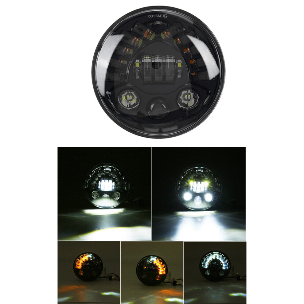 () 7 Inch Projector Led Headlights Hi/Lo Beam Drl Turn Signal Round Black/Light 4962949999899
