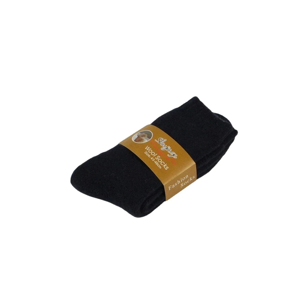 (Navy Blue) Men Casual Thick Soft Comfy Warm Breathable Pure Color Winter Middle Tube Socks