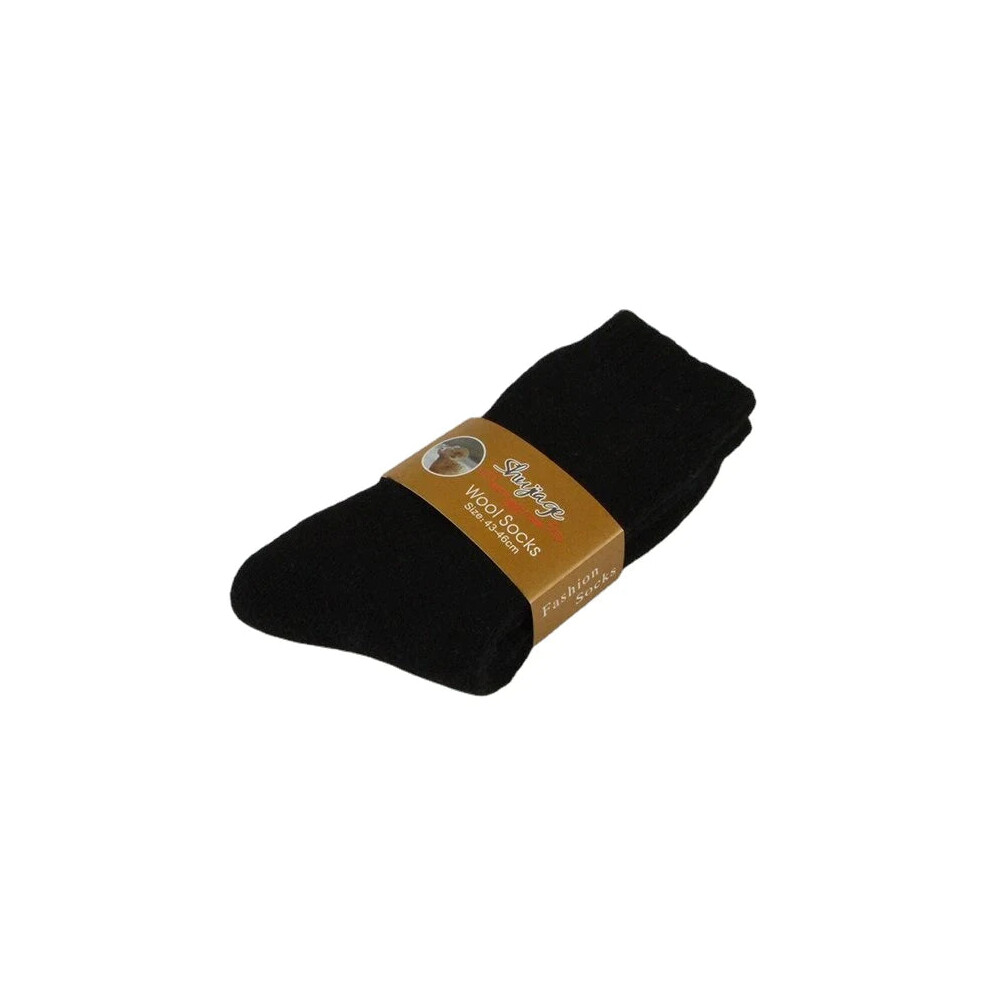 (Black) Men Casual Thick Soft Comfy Warm Breathable Pure Color Winter Middle Tube Socks