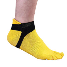 (Yellow) Five Toes Socks Sports Outdoor Anklet Deodorant Anti-bacterial Thick Comfortable Casual Socks