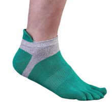 (Green) Five Toes Socks Sports Outdoor Anklet Deodorant Anti-bacterial Thick Comfortable Casual Socks