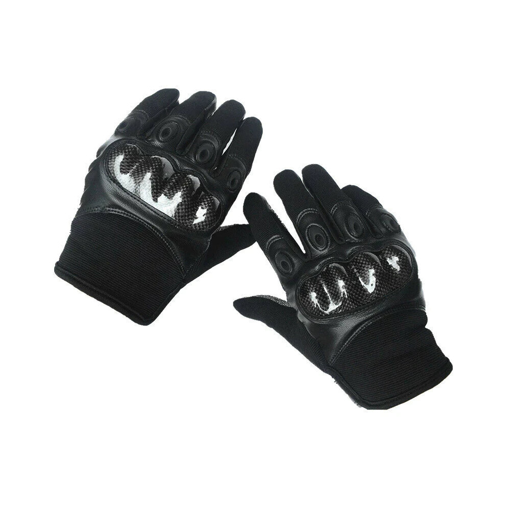 (Black, XL) Men Leather Wear-resistant Non-slip Tactical Military Training Anti-cut Full Finger Gloves