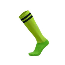 (Fluorescent Green) Men Adults Football Stripes Thickened Bottom Socks Long Tube Hygroscopic Anti Skid Sports Socks