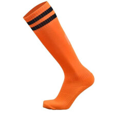 (Orange) Men Adults Football Stripes Thickened Bottom Socks Long Tube Hygroscopic Anti Skid Sports Socks