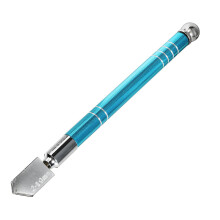 Portable Glass Cutter Anti Slip Handle Diamond Minerals Tipped Glass Cutter for 2-19mm Glass Blue
