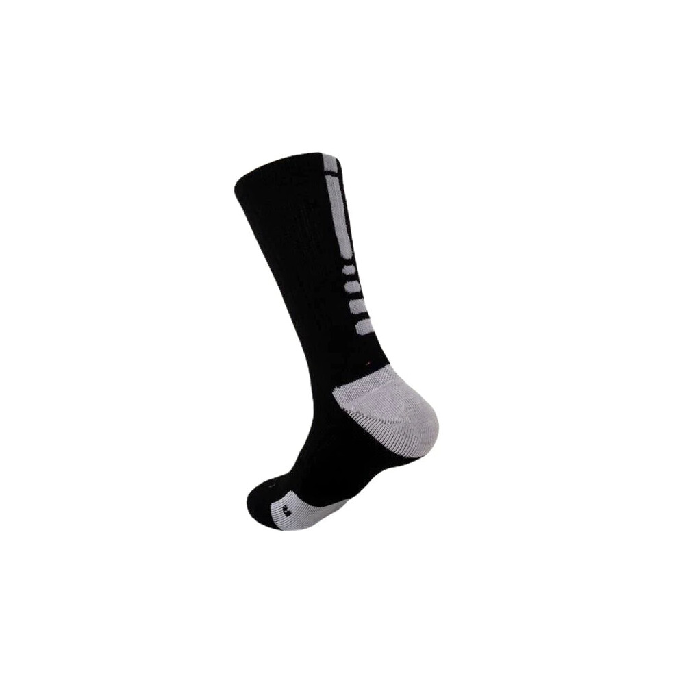 (Black) Men Middle Tube Professional Quick-dry Basketball Sports Socks