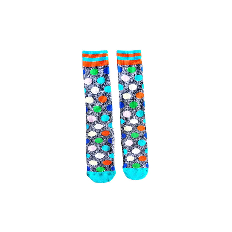 (Gray Dots) Men's Novelty Geometic Pattern Cotton Middle Tube Socks Casual Harajuku Style Men Socks