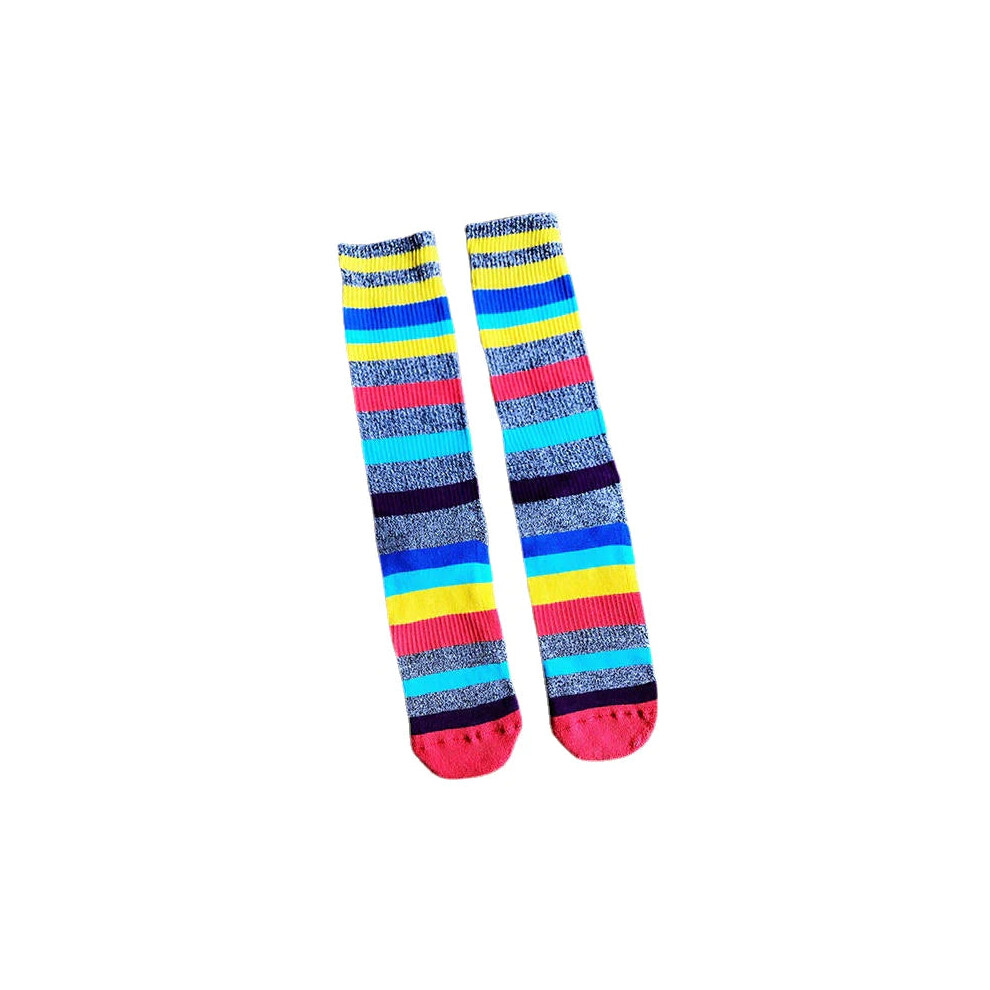 (Rainbow) Men's Novelty Geometic Pattern Cotton Middle Tube Socks Casual Harajuku Style Men Socks