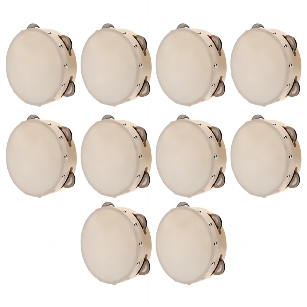 (10PCS) 6in Hand Held Tambourine Drum Bell Metal Jingles Percussion Musical Toy for KTV Party Kids Games