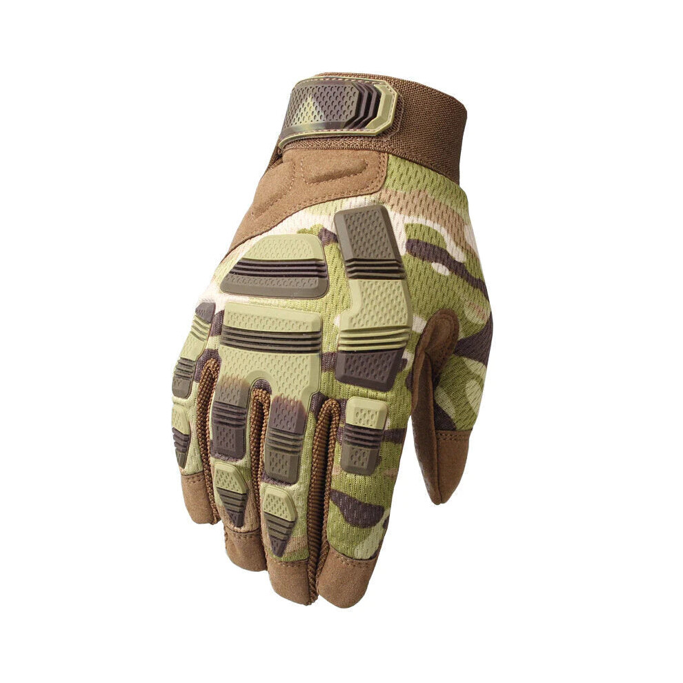 (Light Green, M) New Outdoor Tactical Gloves Taktische Handschuhe Gloves Bicycle Bike Motorcycle Gloves Riding Non-slip Gloves Touch Screen Protective