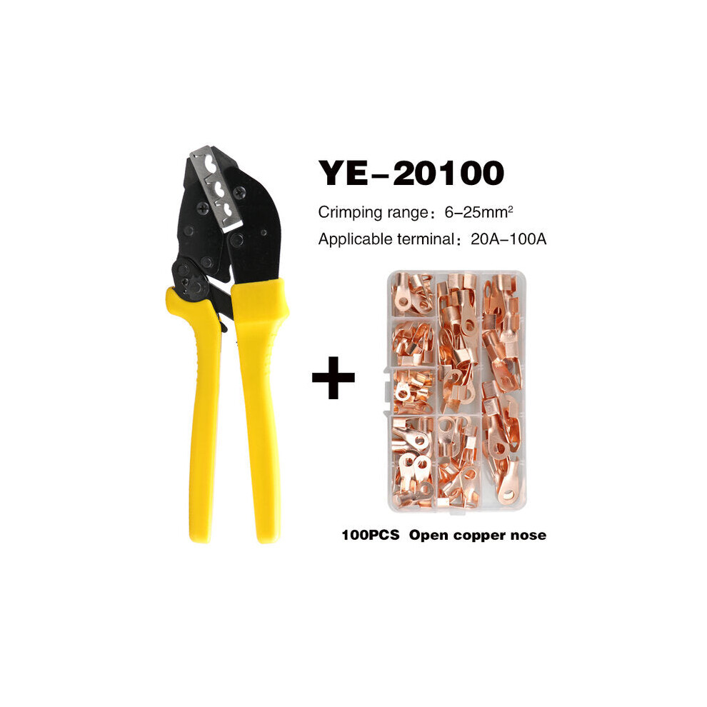 YE-20100 +100PCS Set Crimping Pliers Tools Wire Lug U Type Terminal Crimper Plier Set Cable Clamp Tool