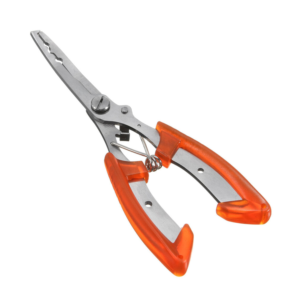 (Orange) Stainless Steel Fishing Pliers Plierweiter Scissors Line Cutter Hook Tackle Tool