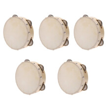 (5PCS) 6in Hand Held Tambourine Drum Bell Metal Jingles Percussion Musical Toy for KTV Party Kids Games