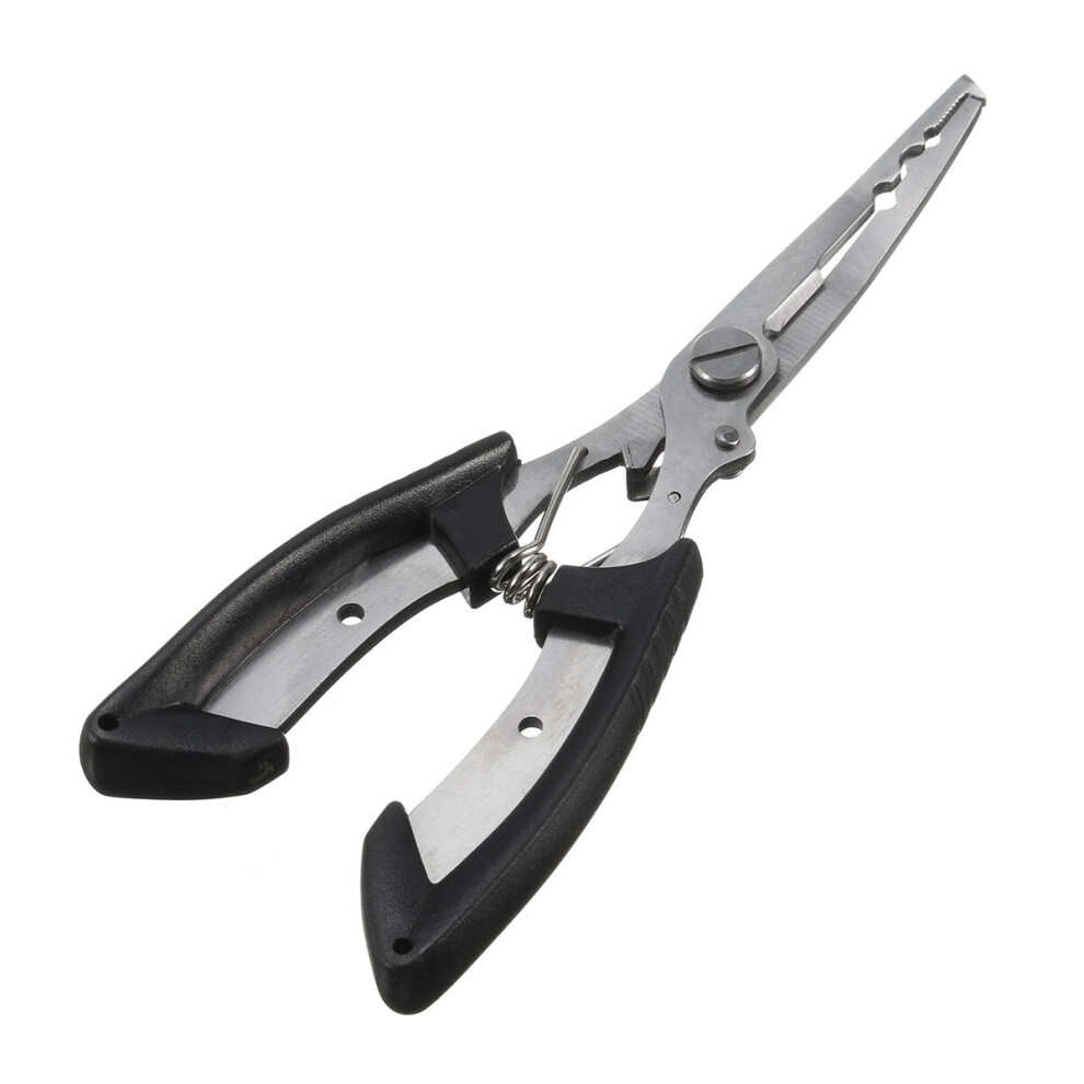 (Black) Stainless Steel Fishing Pliers Plierweiter Scissors Line Cutter Hook Tackle Tool