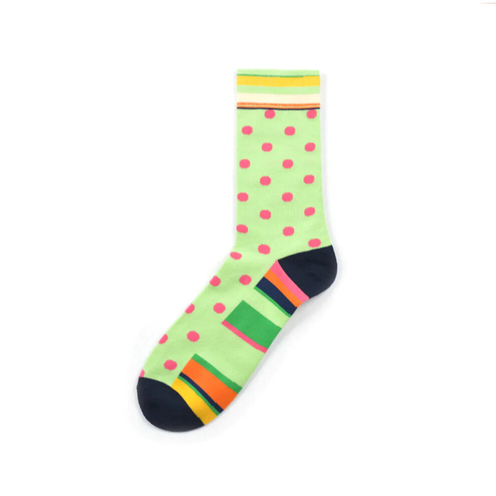 (Green) Men's Street Wild Classic Geometry Striped Cotton Mid-Socks Tube Socks