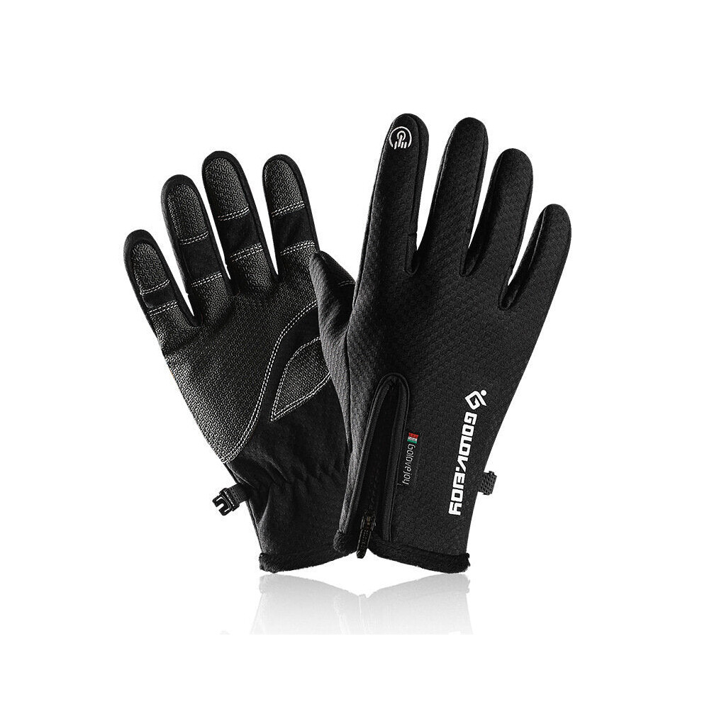 (Logo Black, XL) Winter Warm Touch Screen Gloves Sports Warm Riding Skiproof Windproof Waterproof Mountaineering Wear Non-slip Woven Gloves