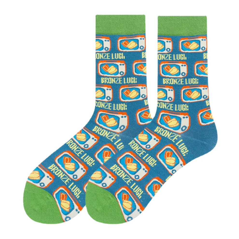 (Green) Unisex Japan Style Creative Illustration Patchwork Color Cute Couple Tube Socks-image-OPC-PDHMMFD-NEW