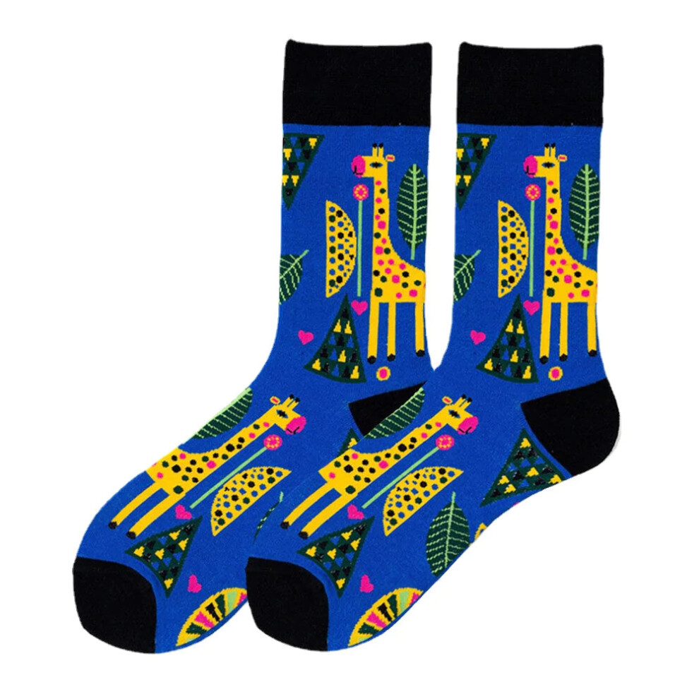 (Blue) Unisex Animal Series Pattern Colourful Patchwork Color Cute Tube Socks