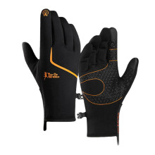 (Balck 3, L) Unisex Diving Cloth Screen-touchable Riding Climbing Skiing Warm Plus Velvet Zipper Gloves