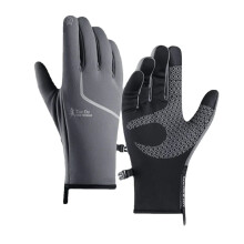 (Grey 4, L) Unisex Diving Cloth Screen-touchable Riding Climbing Skiing Warm Plus Velvet Zipper Gloves