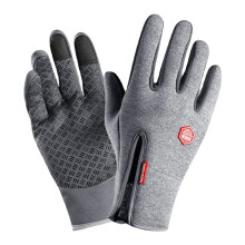 (Grey 2, XL) Unisex Diving Cloth Screen-touchable Riding Climbing Skiing Warm Plus Velvet Zipper Gloves