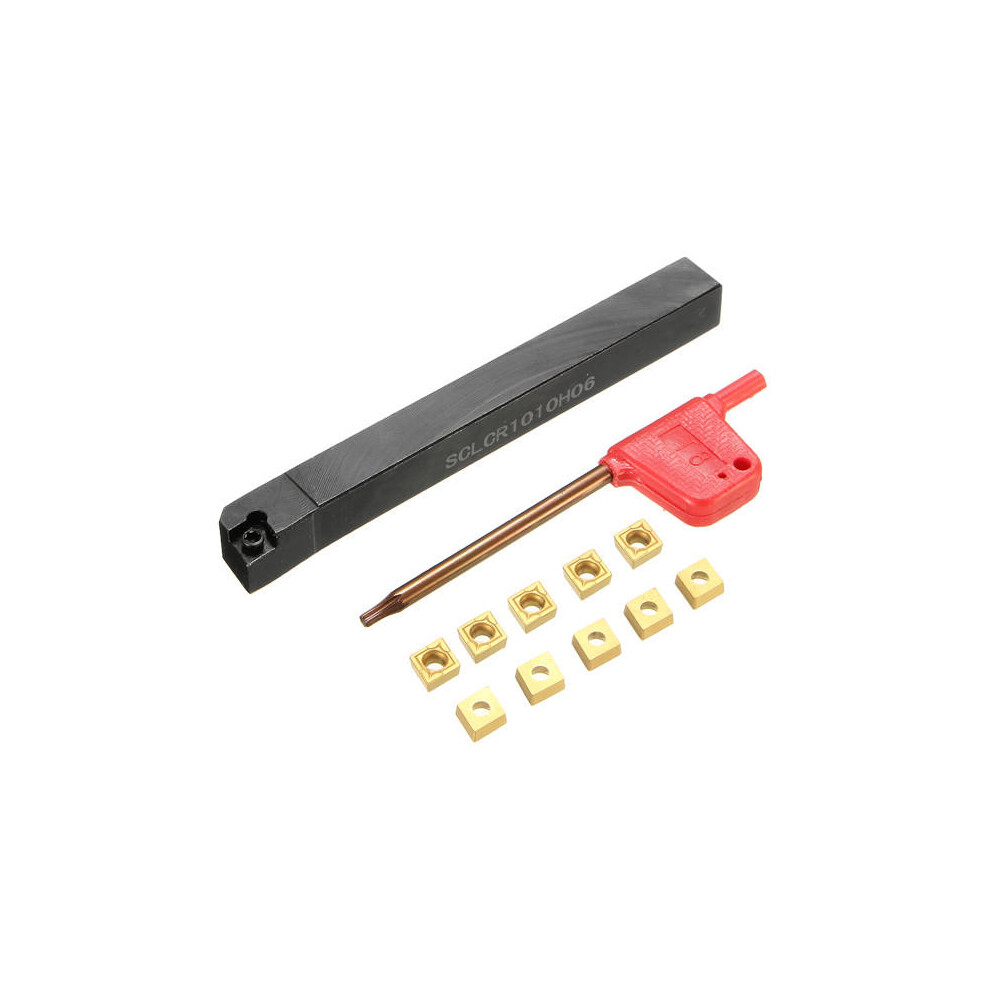 10X100mm Lathe Turning Tool Holder With 10Pcs Ccmt0602 Inserts 9078193531398