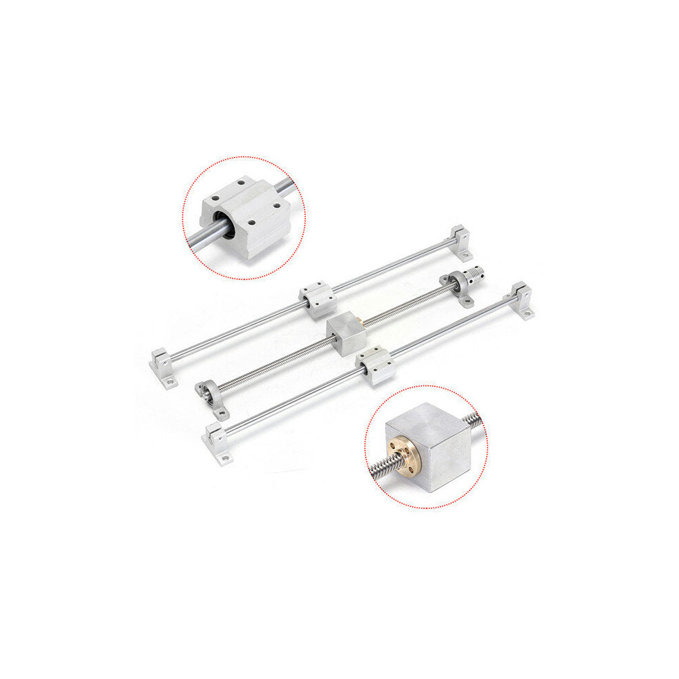 13pcs 400mm CNC Parts Optical Axis Guide Bearing Housings Aluminum Rail Shaft Support Screws Set