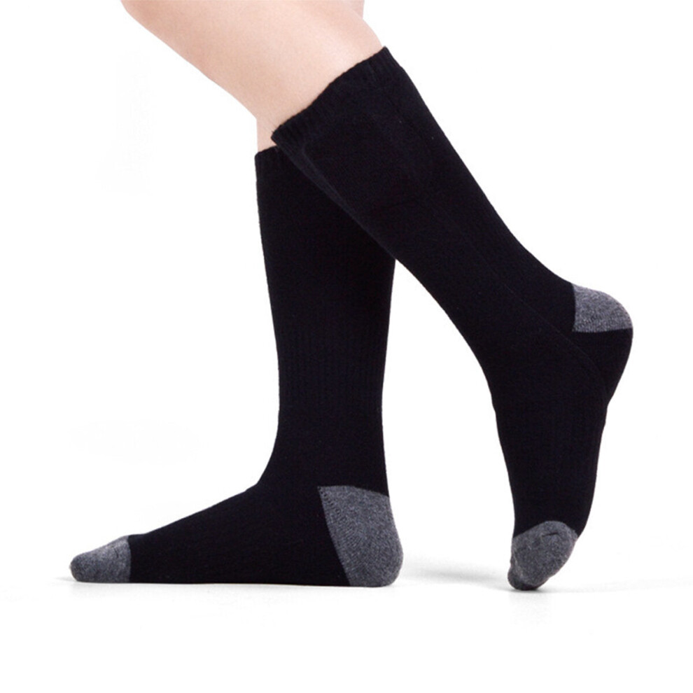 (Black) 2200mAh USB Rechargeable Electric Heating Socks Men/Women Winter Warm Feet Socks