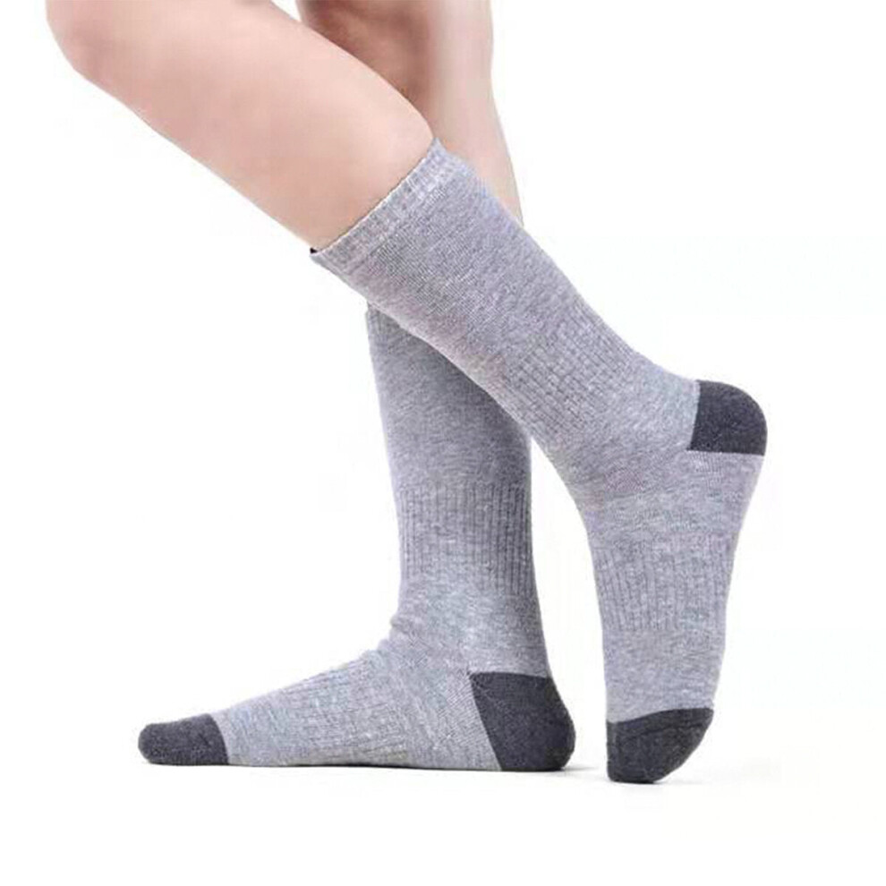 (Grey) 2200mAh USB Rechargeable Electric Heating Socks Men/Women Winter Warm Feet Socks