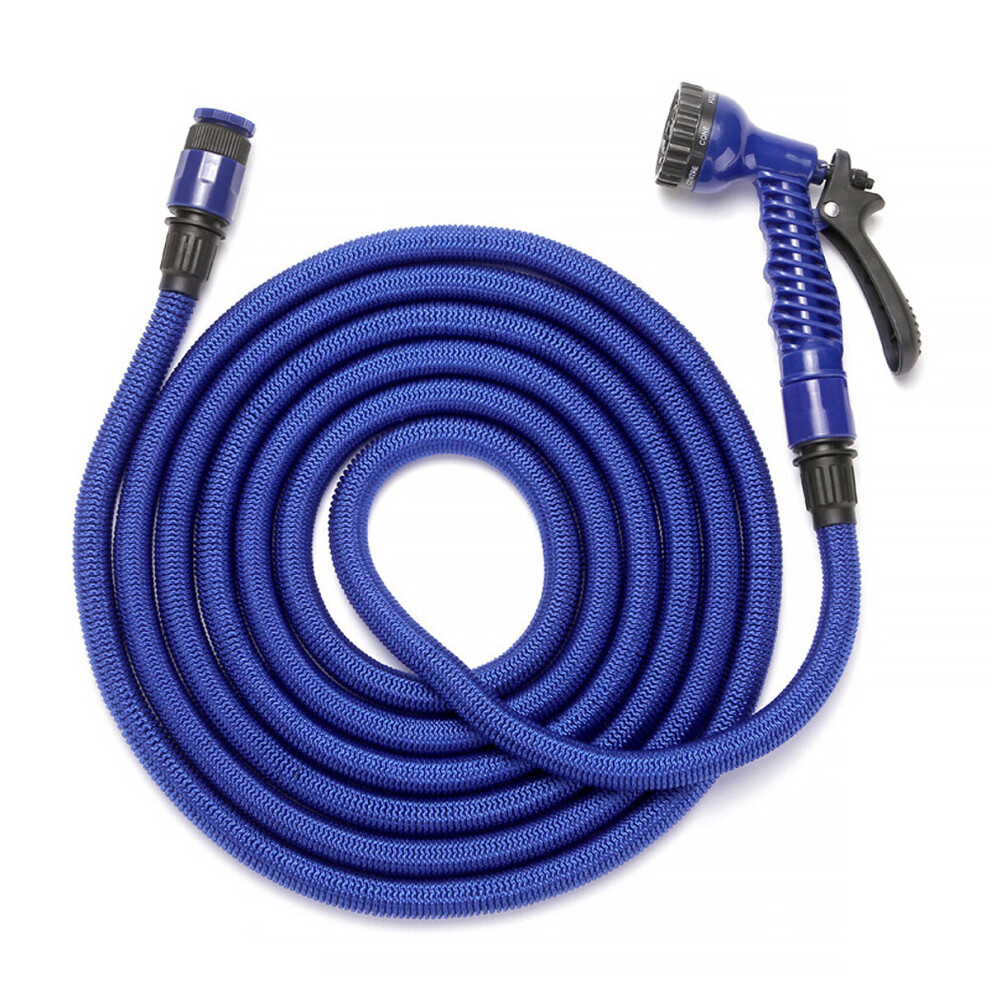 (50FT) 25-100ft Expandable Flexible Garden Water Hose Water Pipe Watering Sprayer Blue