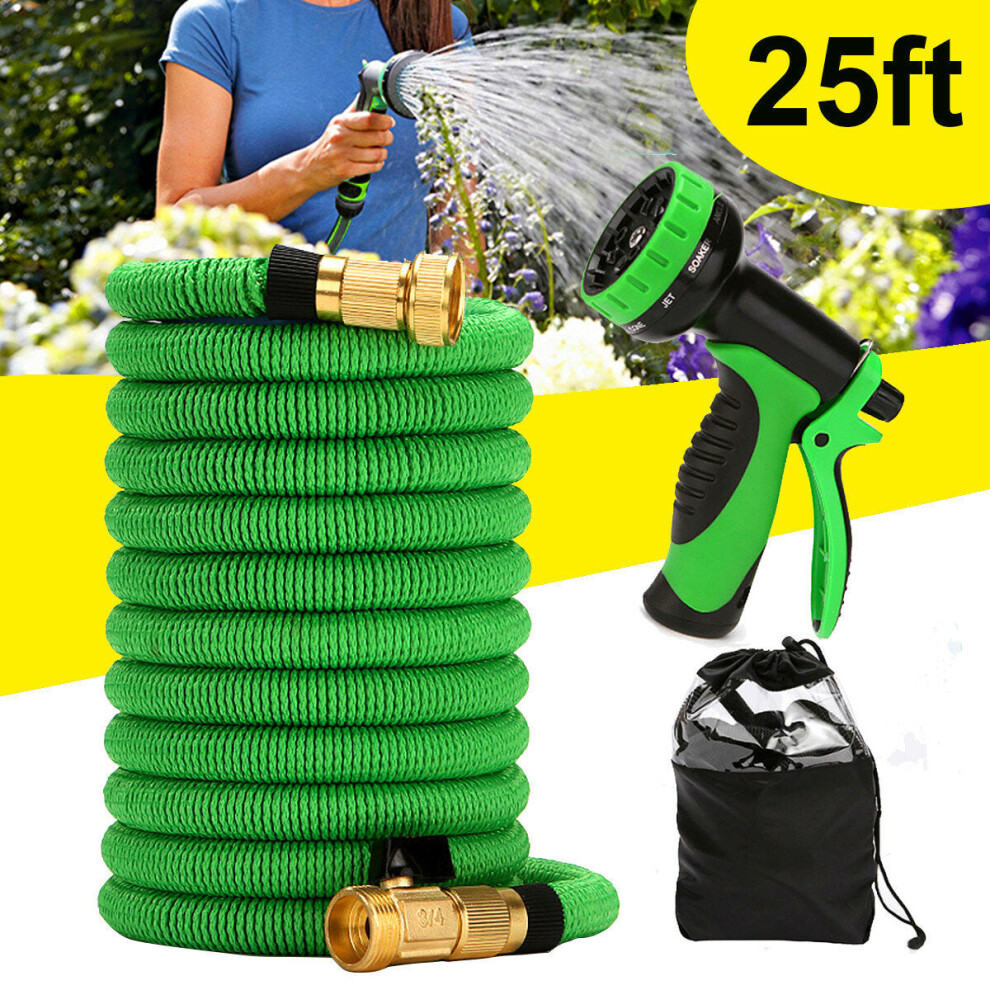 (25FT) 25-100ft Expandable Flexible Garden Water Hose Water Pipe Watering Sprayer