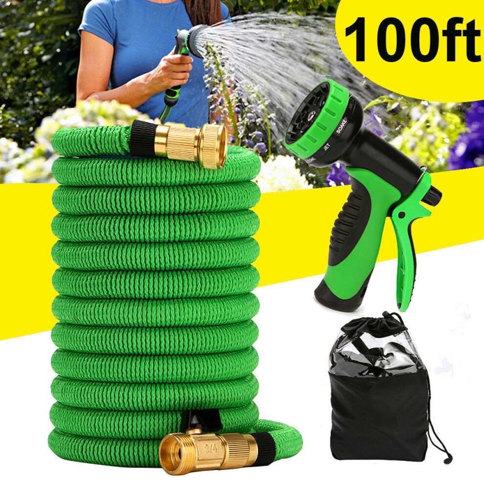 (100FT) 25-100ft Expandable Flexible Garden Water Hose Water Pipe Watering Sprayer