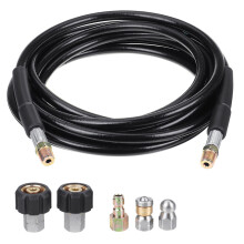(5M) 5-30m 1/4" M-NPT Hose Sewer Line And Drain Jetter Kit W/ Sewer Nozzle & Adapter