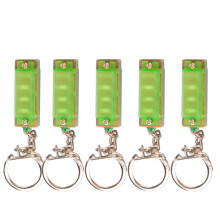 (Green) 5 PCS 4 Hole 8 Tone Mini Harmonica Keychain Key Rings For Toy Gift Musical Instrument
