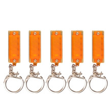 (Orange) 5 PCS 4 Hole 8 Tone Mini Harmonica Keychain Key Rings For Toy Gift Musical Instrument