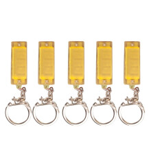 (Yellow) 5 PCS 4 Hole 8 Tone Mini Harmonica Keychain Key Rings For Toy Gift Musical Instrument