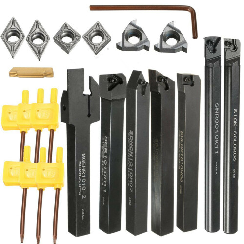 7pcs 10mm Shank Lathe Turning Tool Holder Boring Bar With Carbide Inserts 1