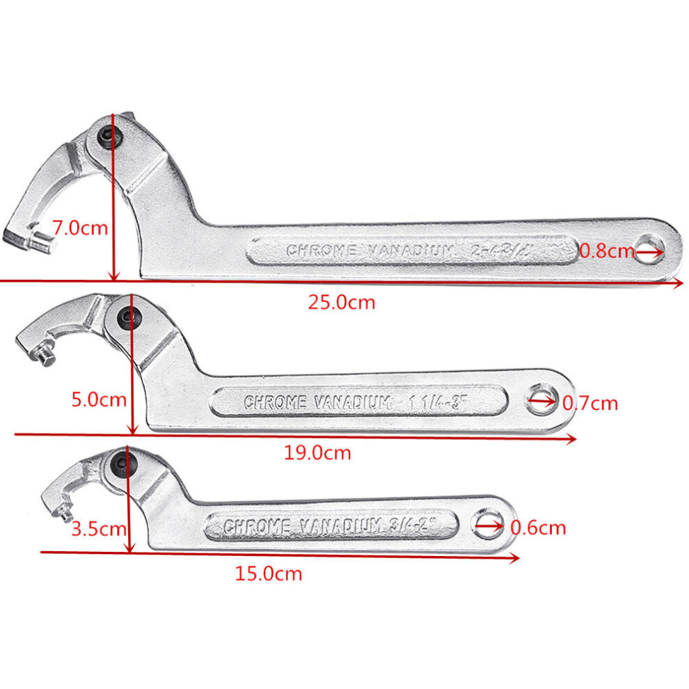 (51-120mm) Adjustable Hook C Type Wrench Spanner Tool Nuts Bolts Hand Tool 19-51mm 32-76mm 51-120mm with Scale