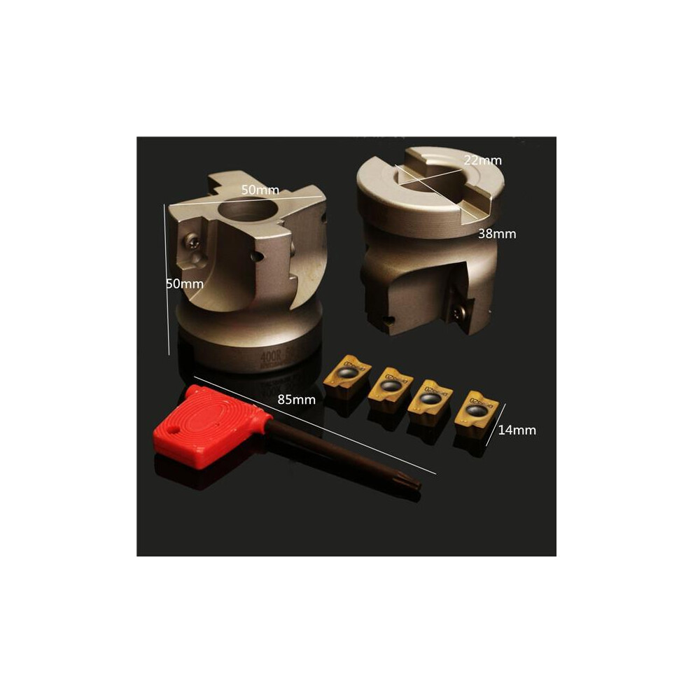 Bap 400R-50-22-4F Indexable Face End Mill Cutter With Spanner And 4Pcs Apmt1604 Carbide Iinserts 9078193537130