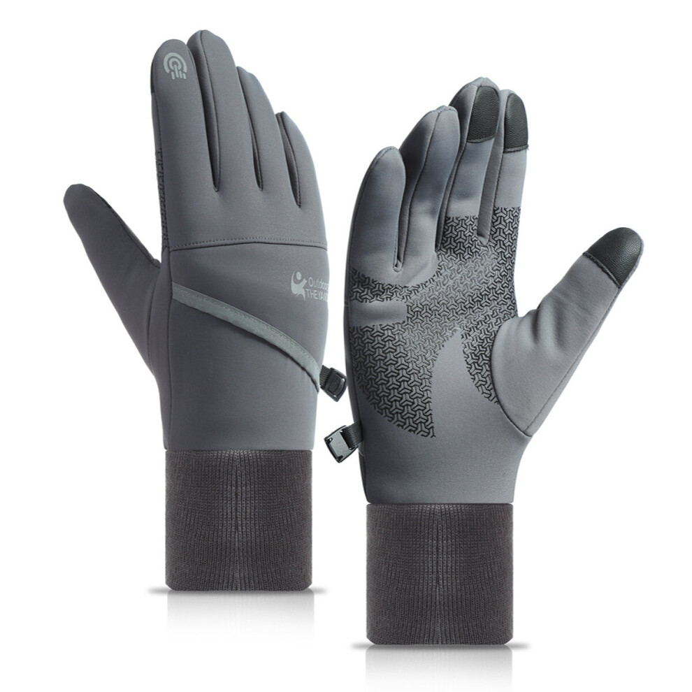 (Grey, M) Antiskid Winter Thermal Outdoor Sports Motorcycle Windproof Touch Screen Gloves